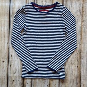 Mini Boden Striped Long Sleeve Tee in Blue and White